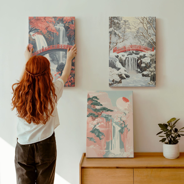 Obraz canvas 3 częściowy Sezonowe wodospady | 3x40x60 | Wallfluent