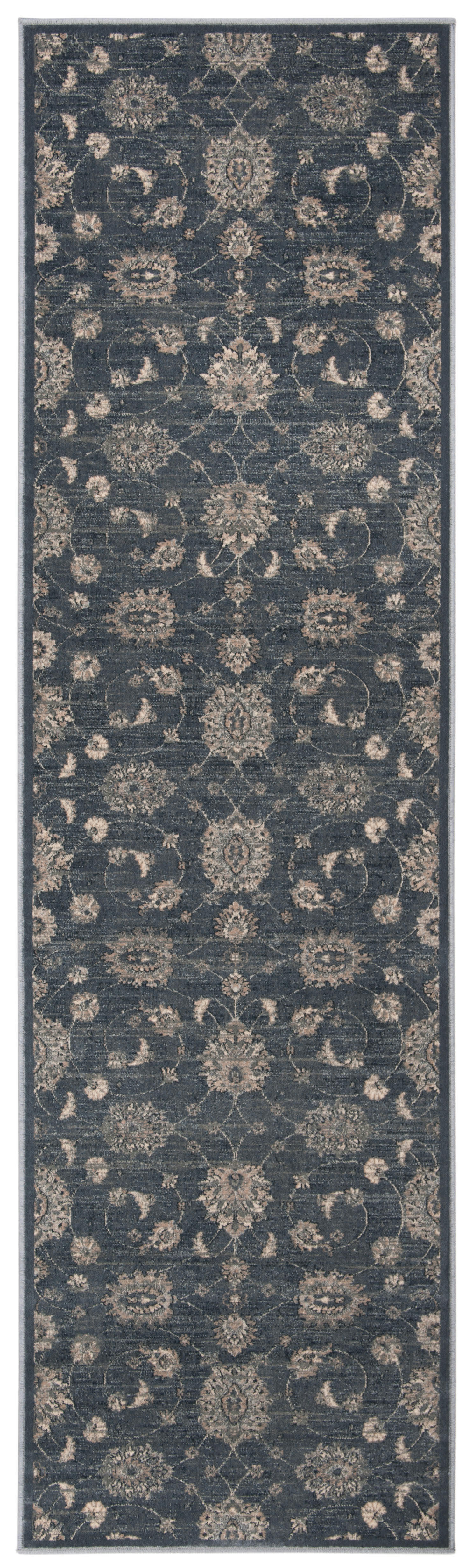 - Tapis de couloir d'inspiration vintage bleu et beige 67x240
