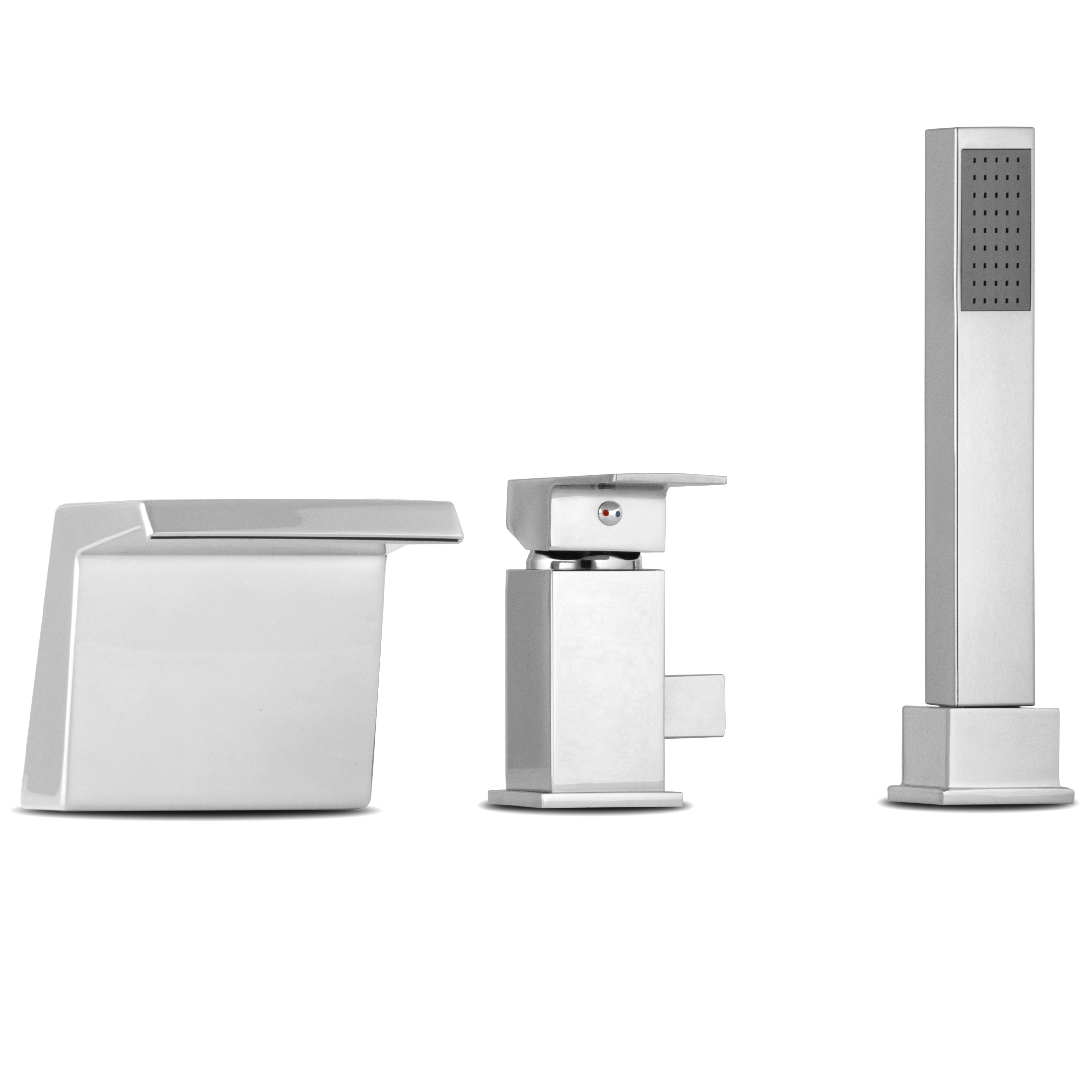 Yoka Home Bateria wannowa 3-otworowa TRIO chrom z efektem wodospadu