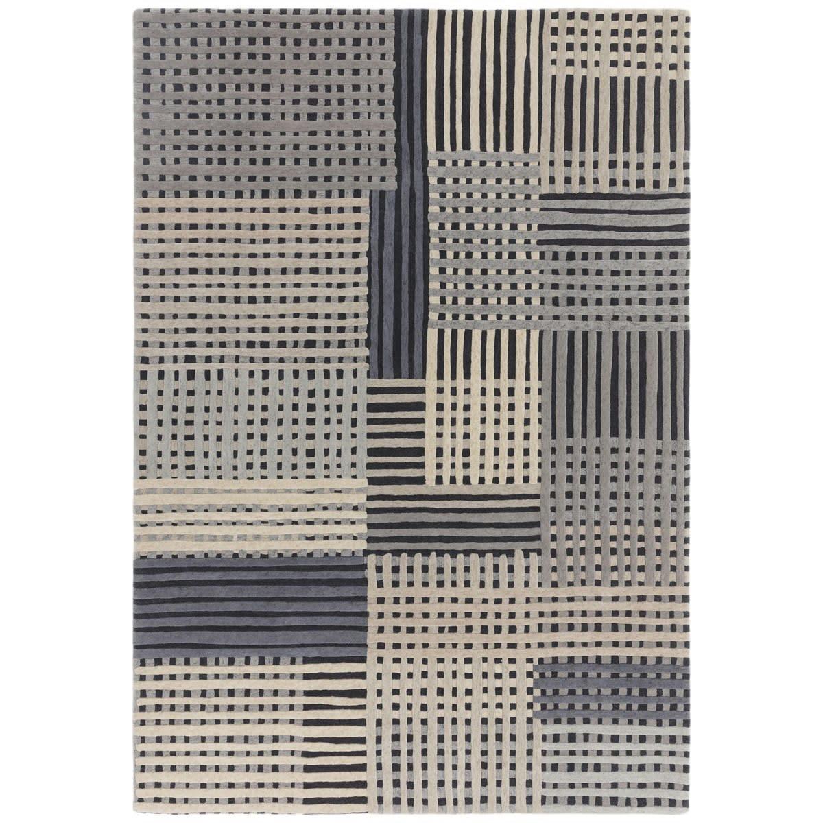 FACET - Tapis de salon en Laine Gris 120x170 cm