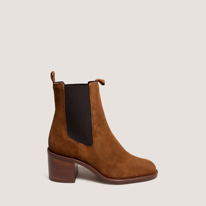 Bottines à talonsen croute cognac | BERTILLE