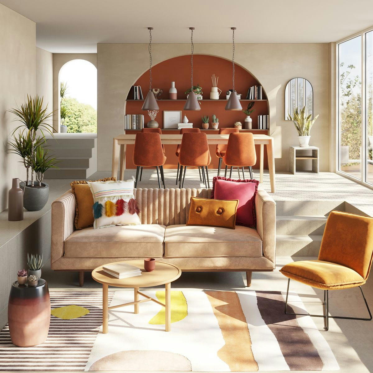 DOMI - Coussin en coton ocre 30 x 50 cm