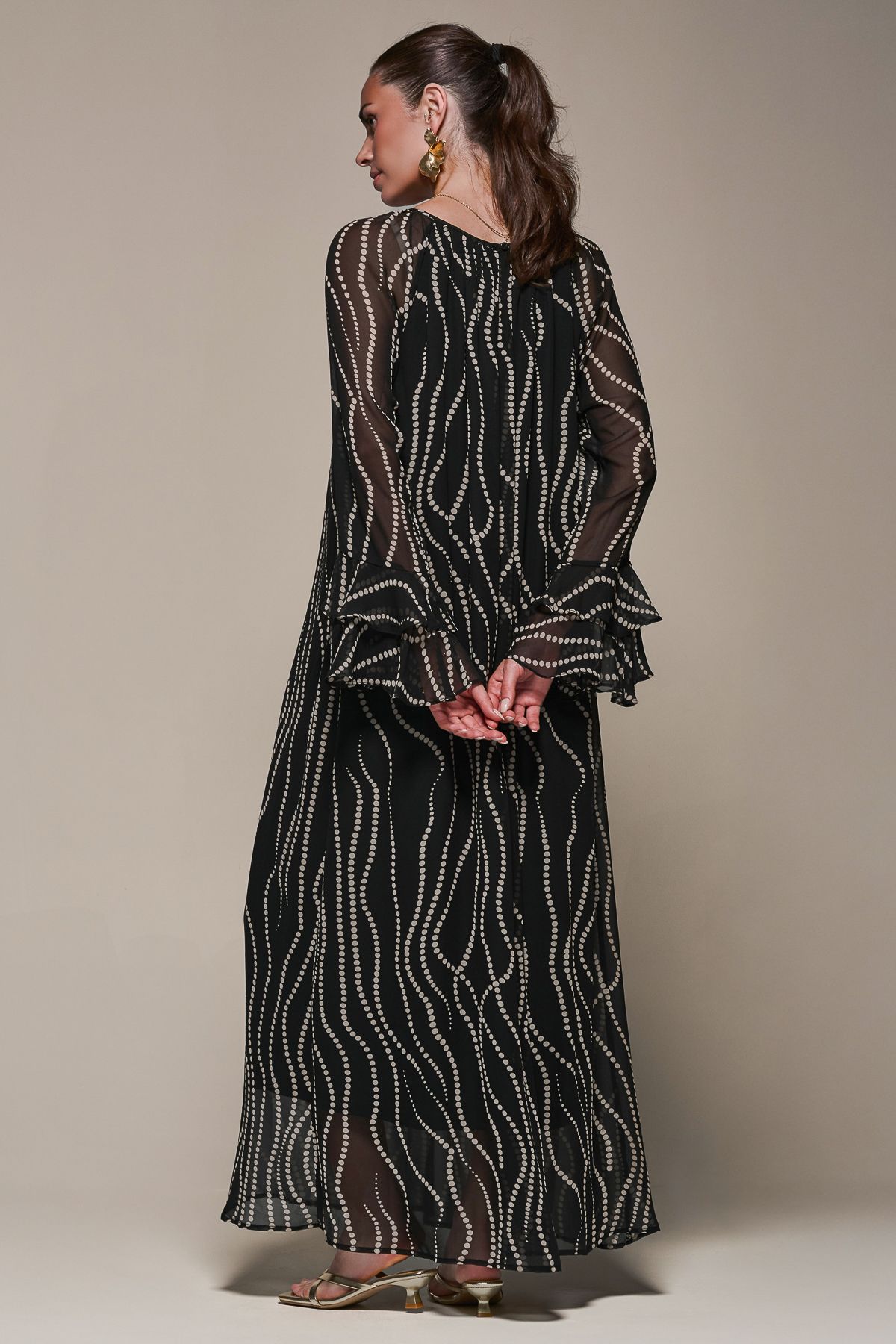 Jolie Moi Chiffon Long Sleeve Shift Maxi Dress