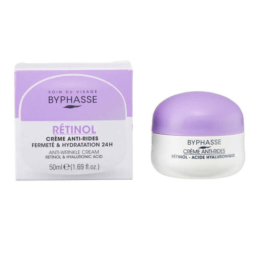 Crème visage anti-rides acide hyaluronique rétinol 24H Byphasse 50ml