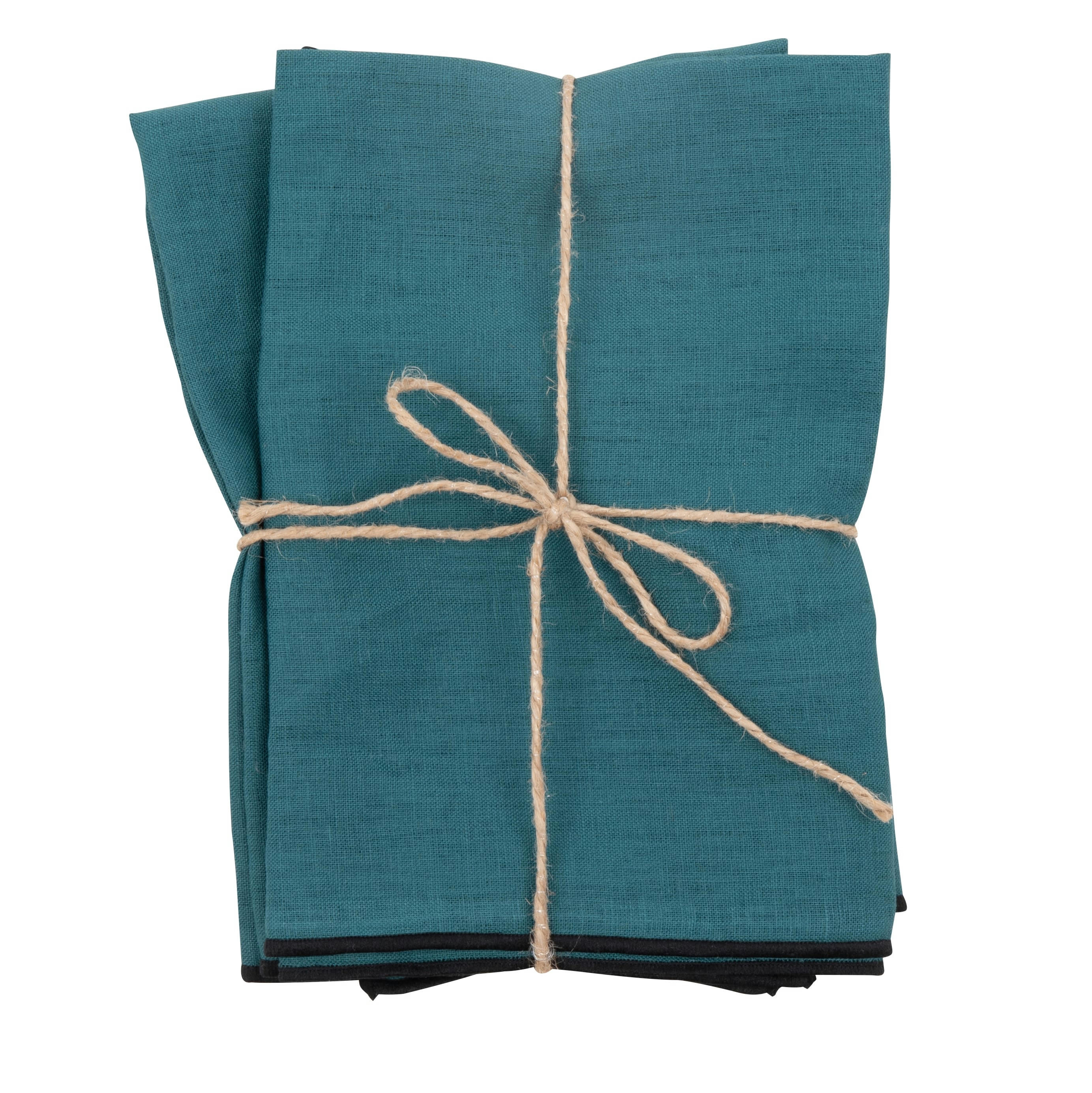 - Serviettes en lin bleu canard 42x42 (x2)