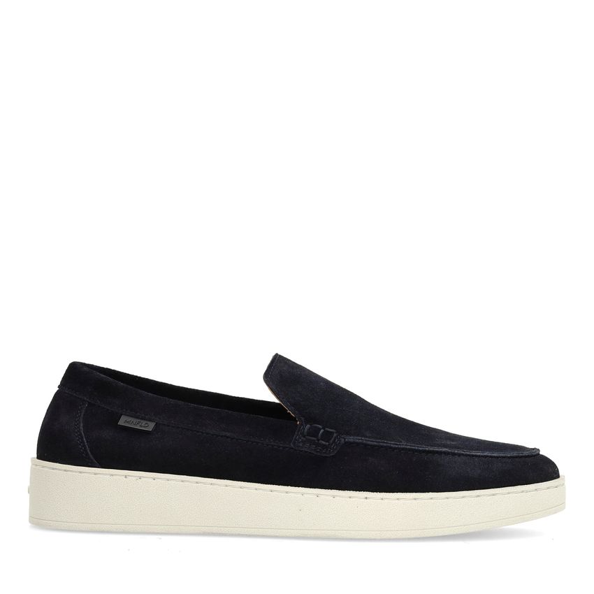 Manfield Donkerblauwe suède loafers