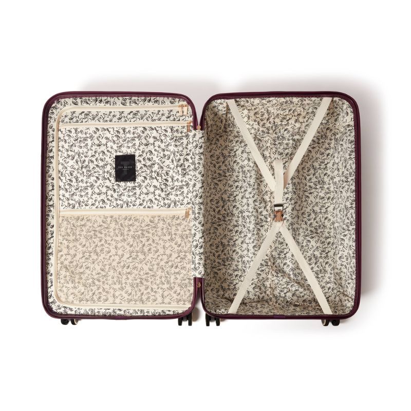 Ted Baker Icon Plum Croc Large Suitcase 79cm 4 Wheel Luggage 122L