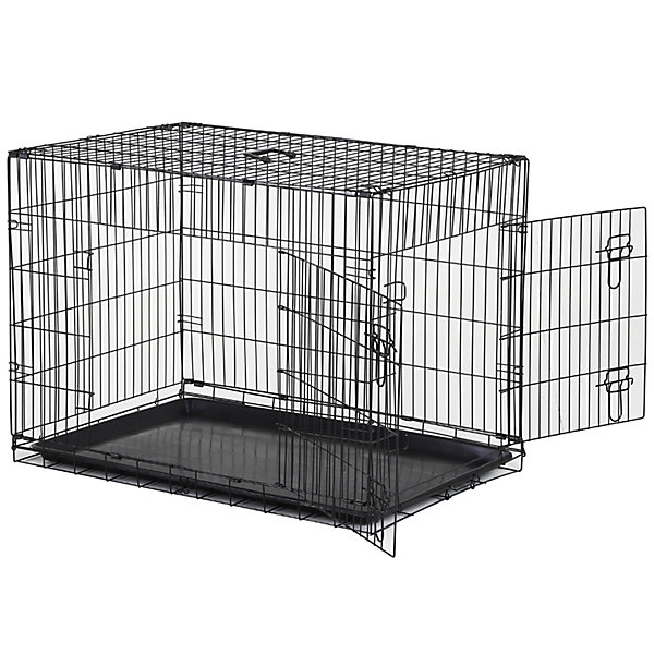 Cage caisse de transport pliante pour chien en métal noir 91 x 61 x 67 cm