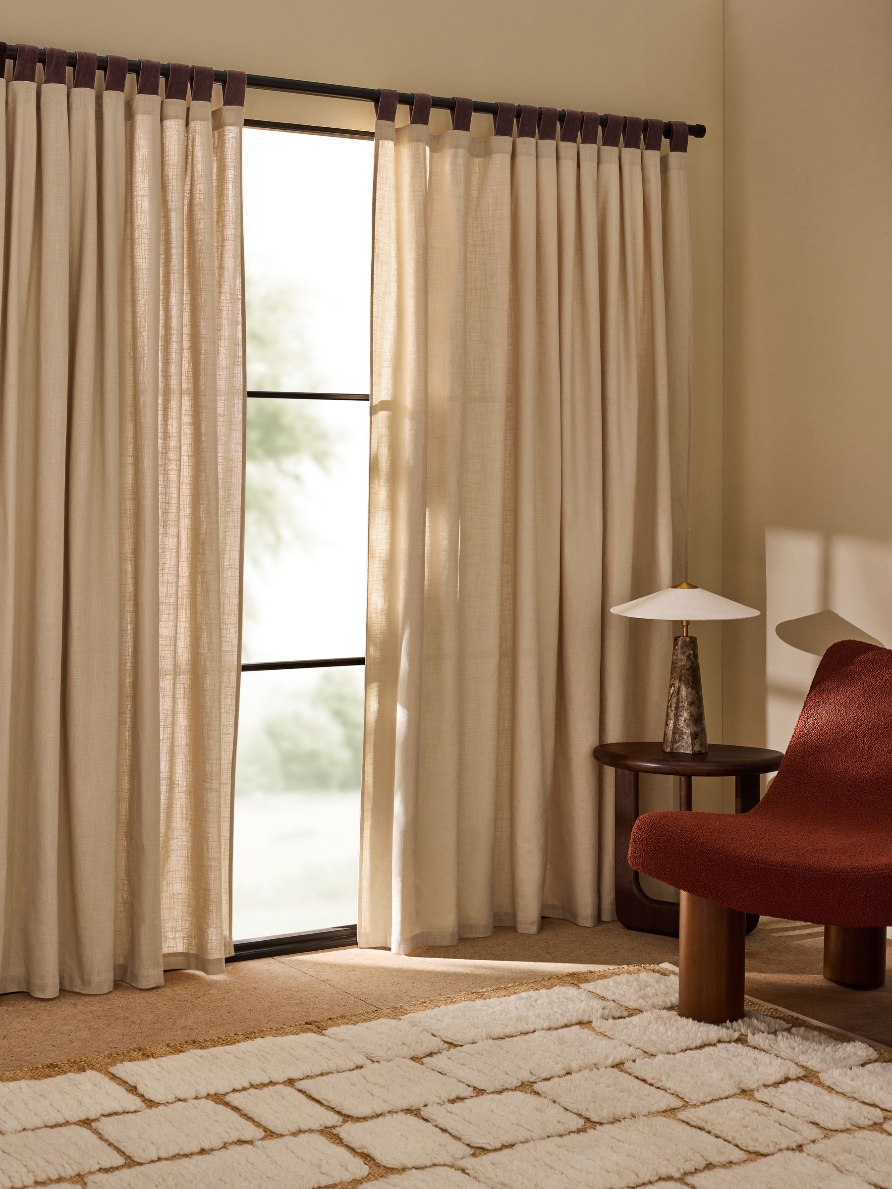 Hadlo Textured Cotton Tab Top Curtains in Natural