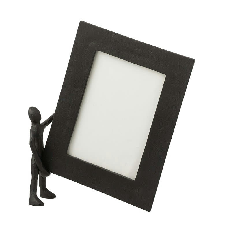 PERSONNAGE - Cadre photo alu marbre noir H28cm