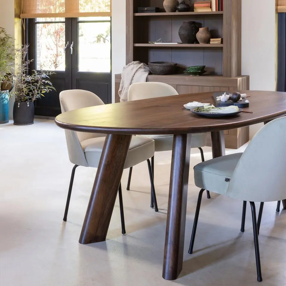 WOOOD Roundly Eetkamertafel - Mangohout - Walnoot - 76x200x100