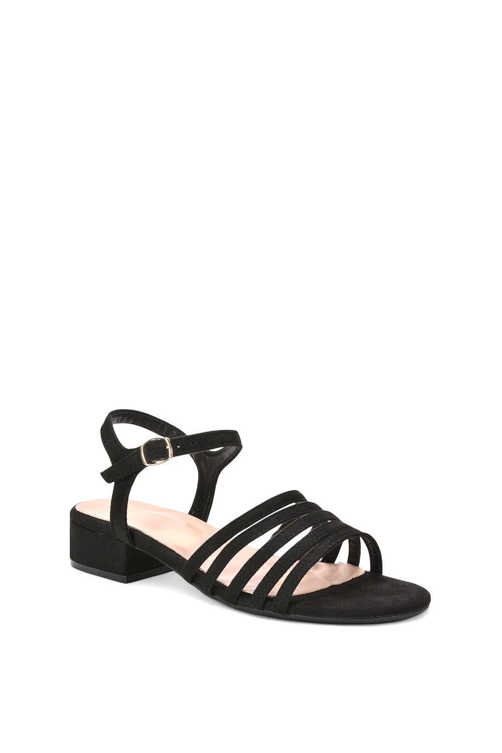 XY London Katie' Low Block Heel Sandals With Ankle Strap