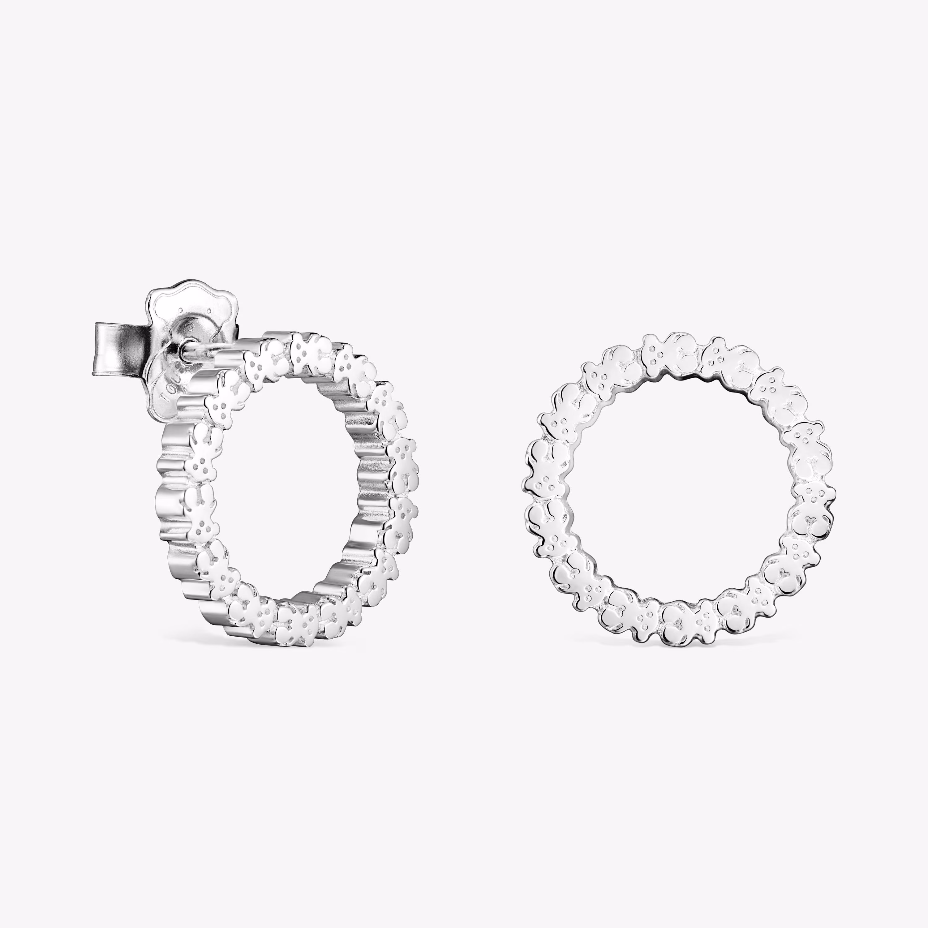Pendientes medianos disco de plata Straight