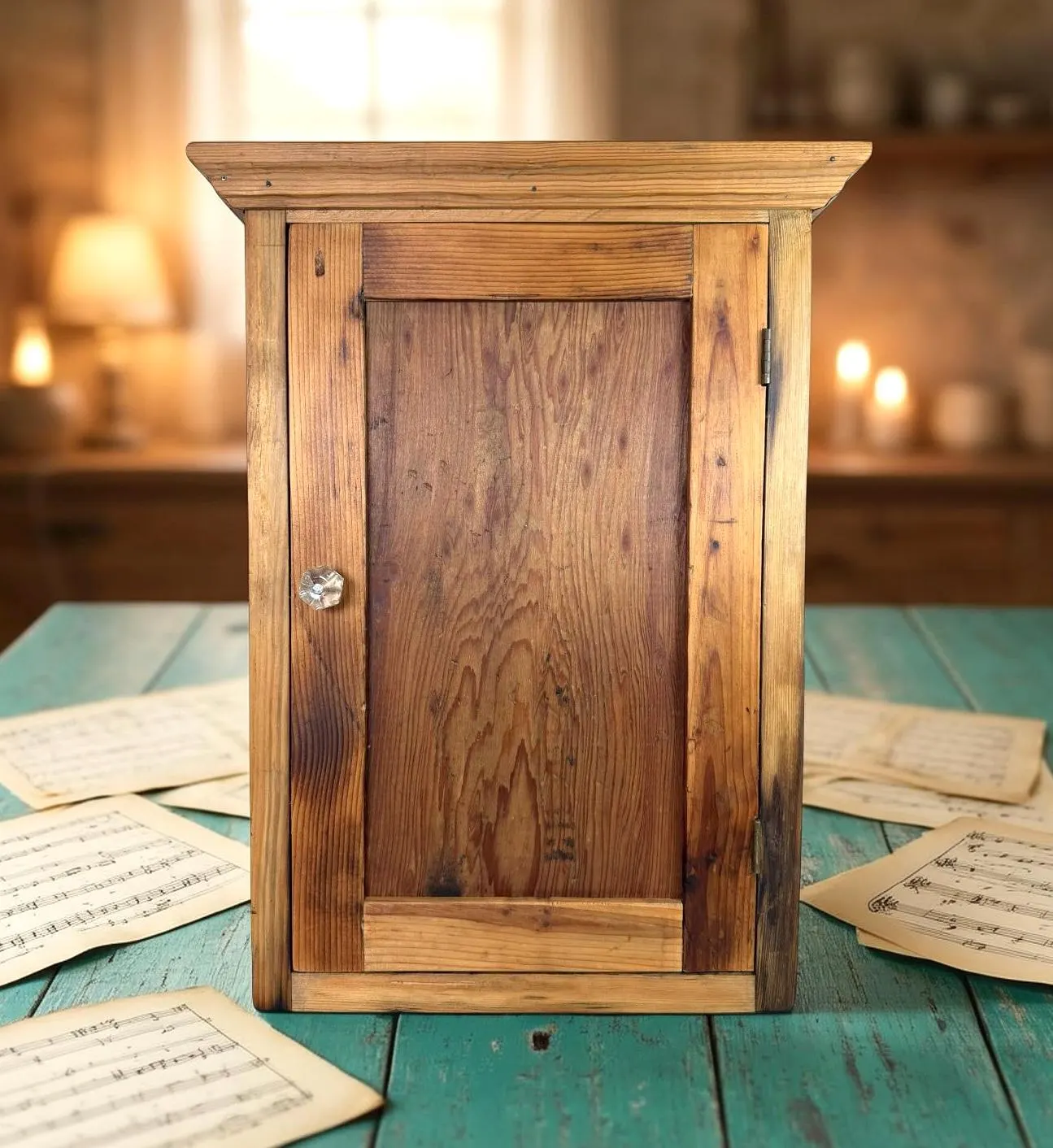 Vintage Wood Vertical File Cabinet: Rustic Farmhouse Storage