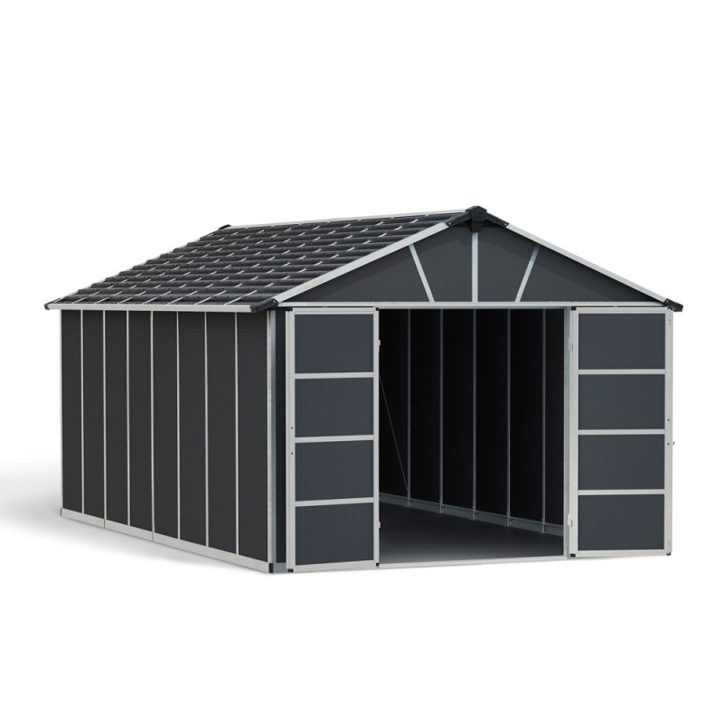 Abri de jardin en résine Yukon gris 3,32 x 5,19 x 2,52 m CANOPIA