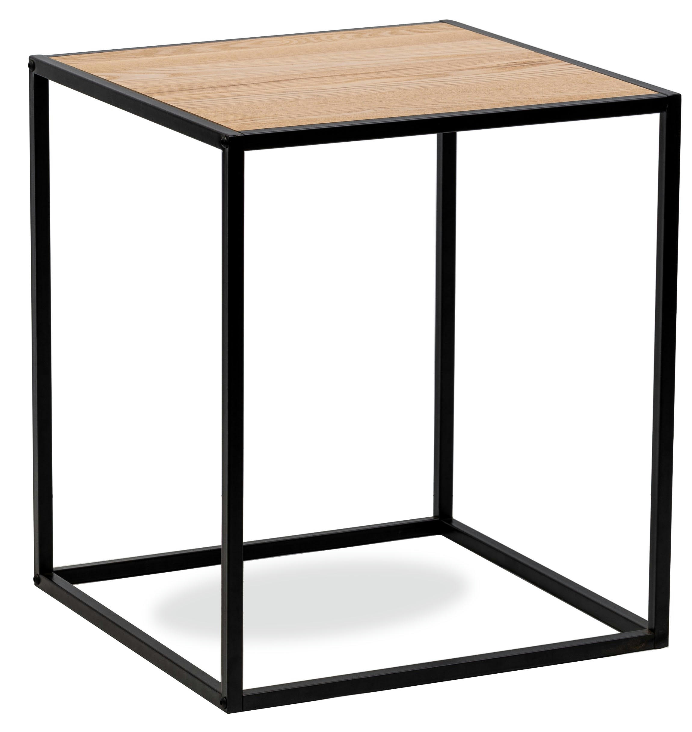 - Table d'appoint industrielle en métal et bois noir