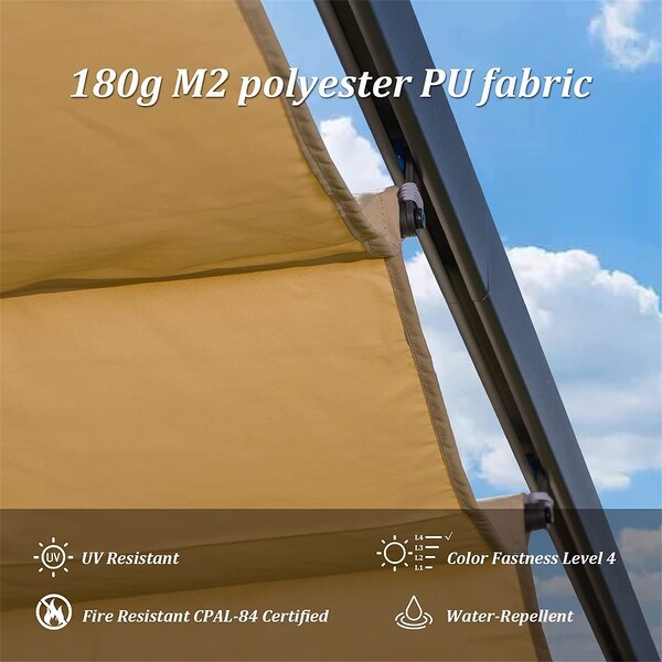 Outdoor Aluminum Retractable Pergola Patio Gazebo with Canopy