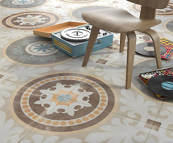 Carrelage Carreaux de ciment Cambera Fleurys motif 60x60 cm