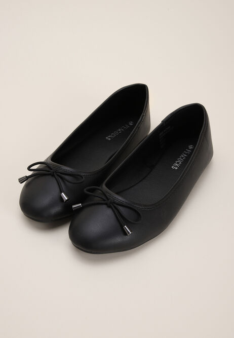 Womens Black Bow Ballet Pumps