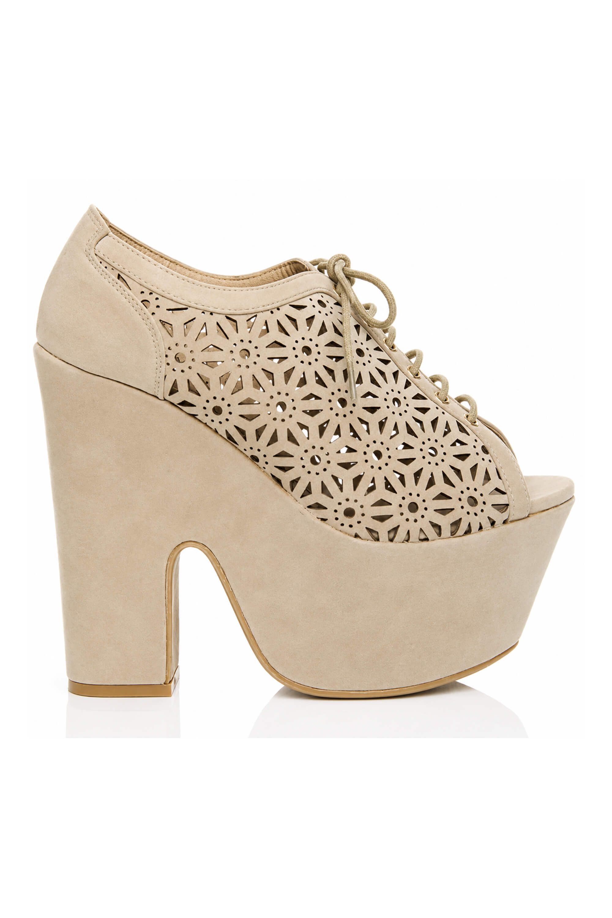 AJVANI High Heel Extreme Platform Lace Up Court Shoes