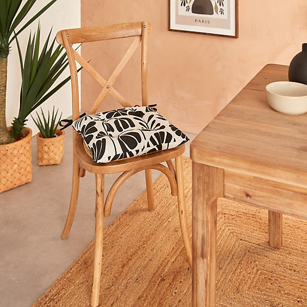 Galette de chaise Twisted lime coton noir &blanc 38x38cm - Atmosphera