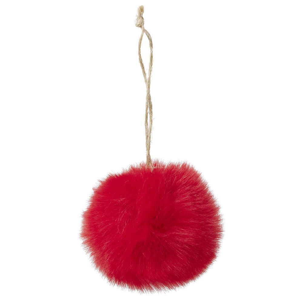 Boule de No&euml;l fourrure rouge Ø6cm