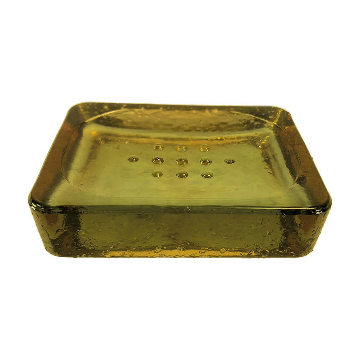 BUBBLES - Portesavon en verre recyclé  miel 12x9x3 cm