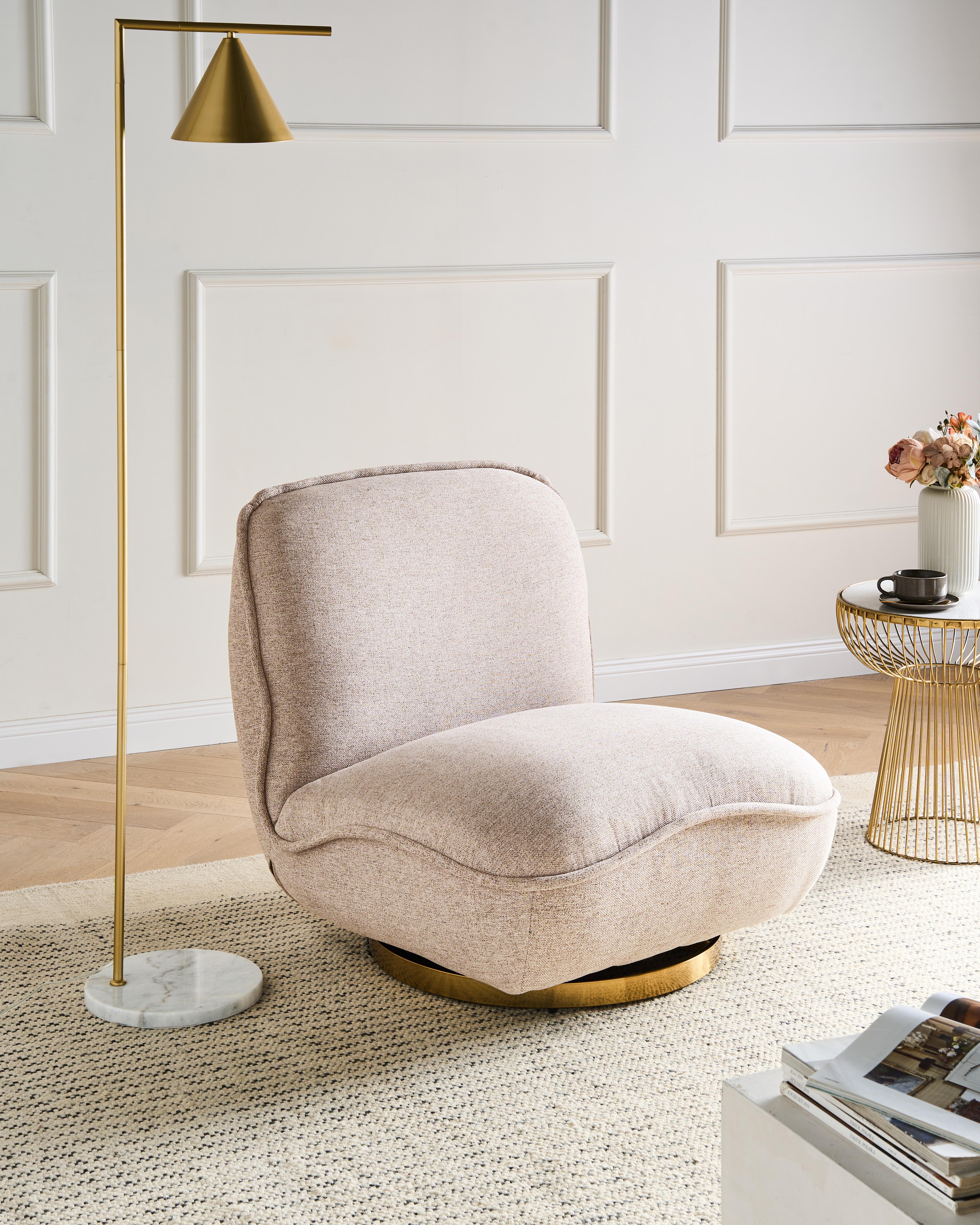 Swivel Armchair MUREN Fabric Beige