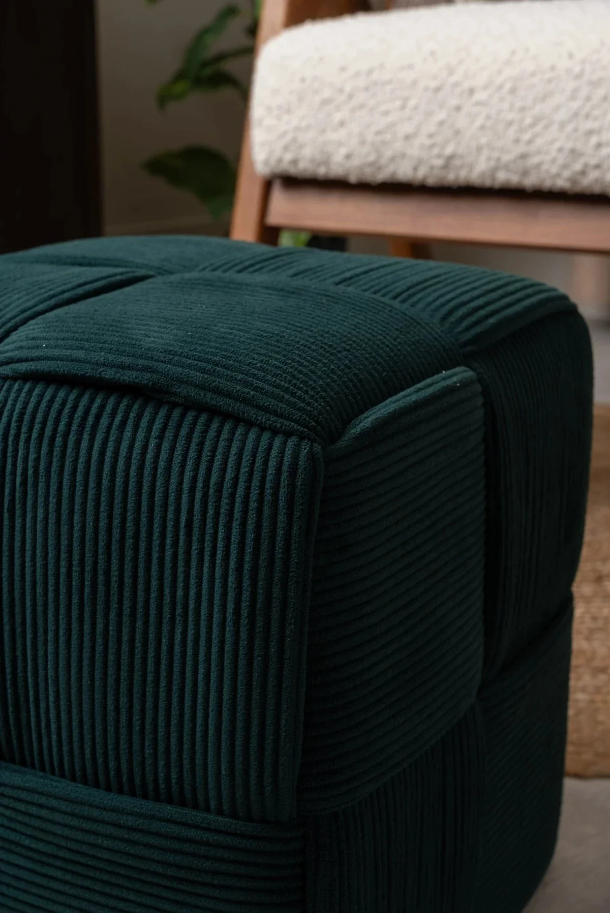 Forest Green Rubix Corduroy Stool