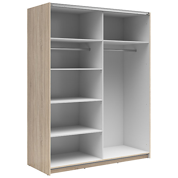Armoire à 2 portes coulissante coloris chêne Sonoma - Longueur 153,5 x Profondeur 60 x Hauteur 195,5 cm