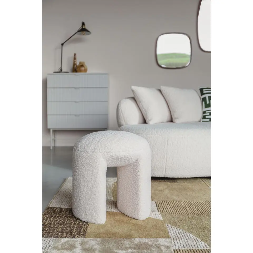 Housecraft Noxx Kruk/ Poef Teddy stof Wit