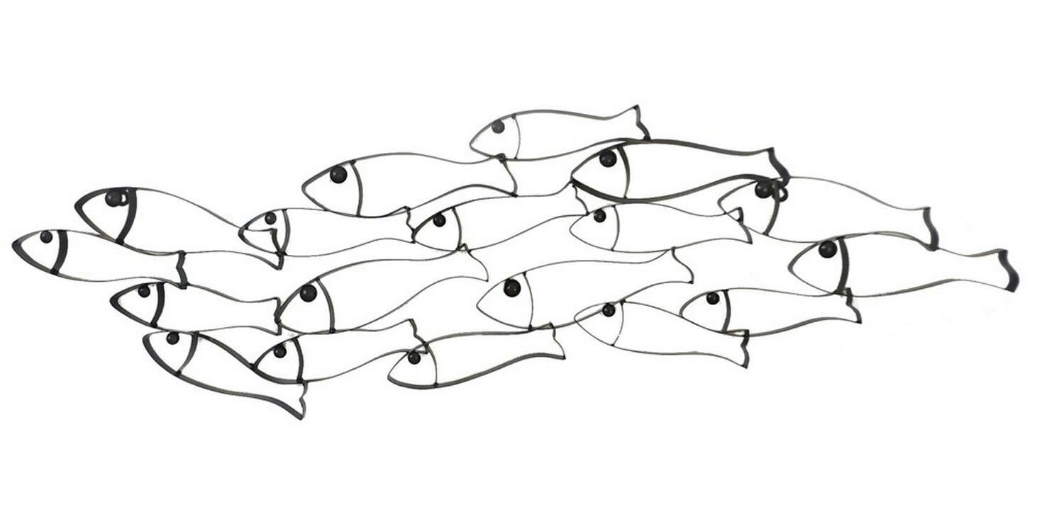 CASSIS - Décoration murale en métal sardines 122x37x5