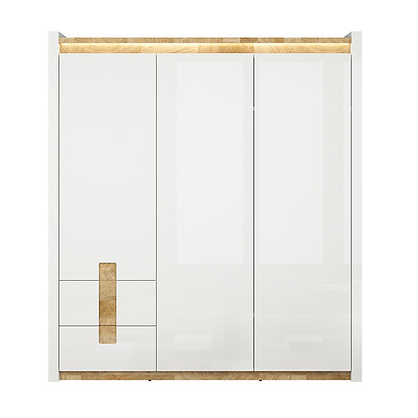 Armoire 3 portes avec LED Helios Blanc laque et Bois