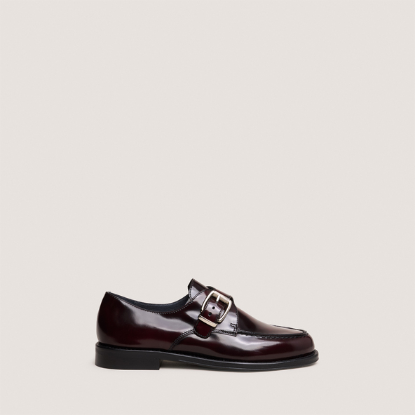 Mocassins à bouclesen cuir patiné bordeaux | DIXA