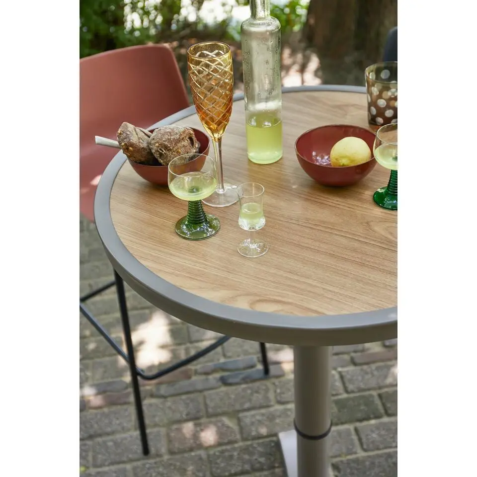 WOOOD Jeppe Hoogte Verstelbare Tuin Bartafel - Aluminium - Bruin/Grijs