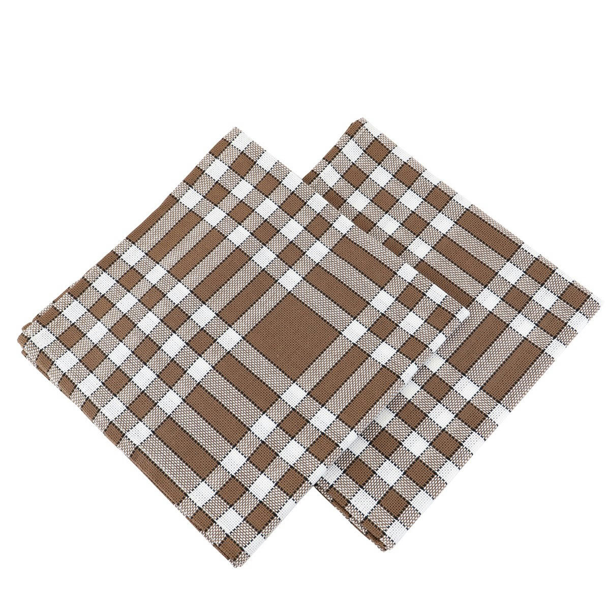NELLY - Lot de 2 serviettes rouge en Coton Marron