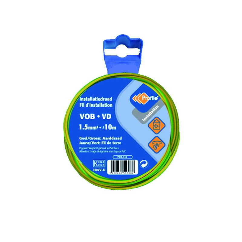 Câble VOB 1.5 mm² jaune et vert 10 m PROFILE