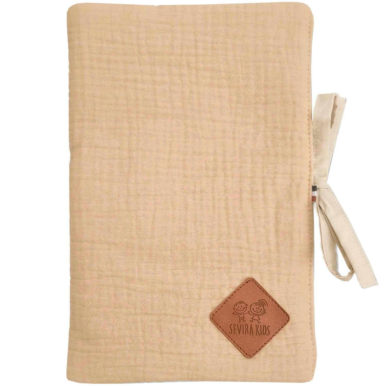 JEANNE - Protège carnet de santé en gaze de coton  Biscuit