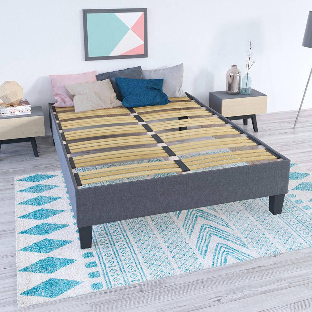 ERGOSTAR - Sommier à lattes en bois  140x200  Coloris Gris  Livré en kit