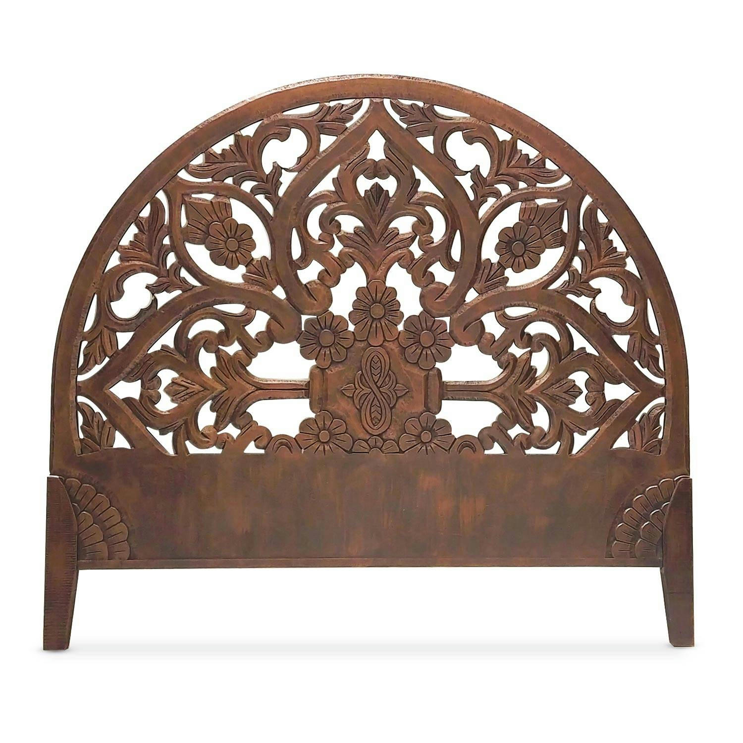 DEMILUNE - Tête de lit sculptée 160cm bois cuivre