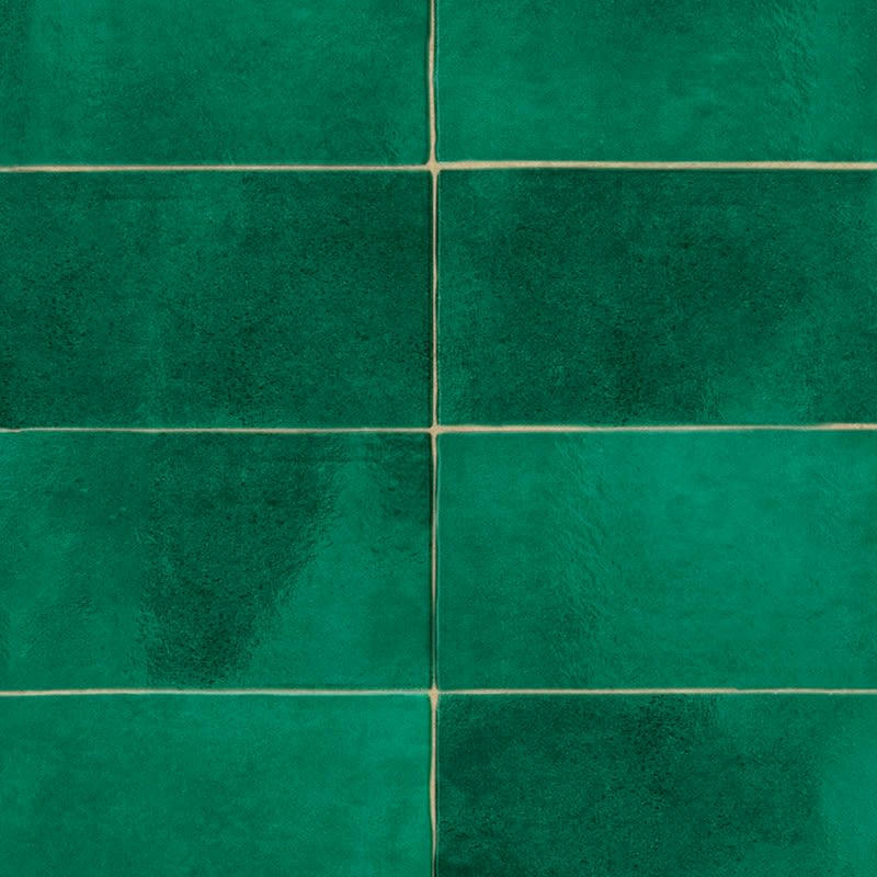 ZELLIGE VERT - Crédence cuisine Lot de 2 crédences ALU L120xH50cm Vert Carreaux