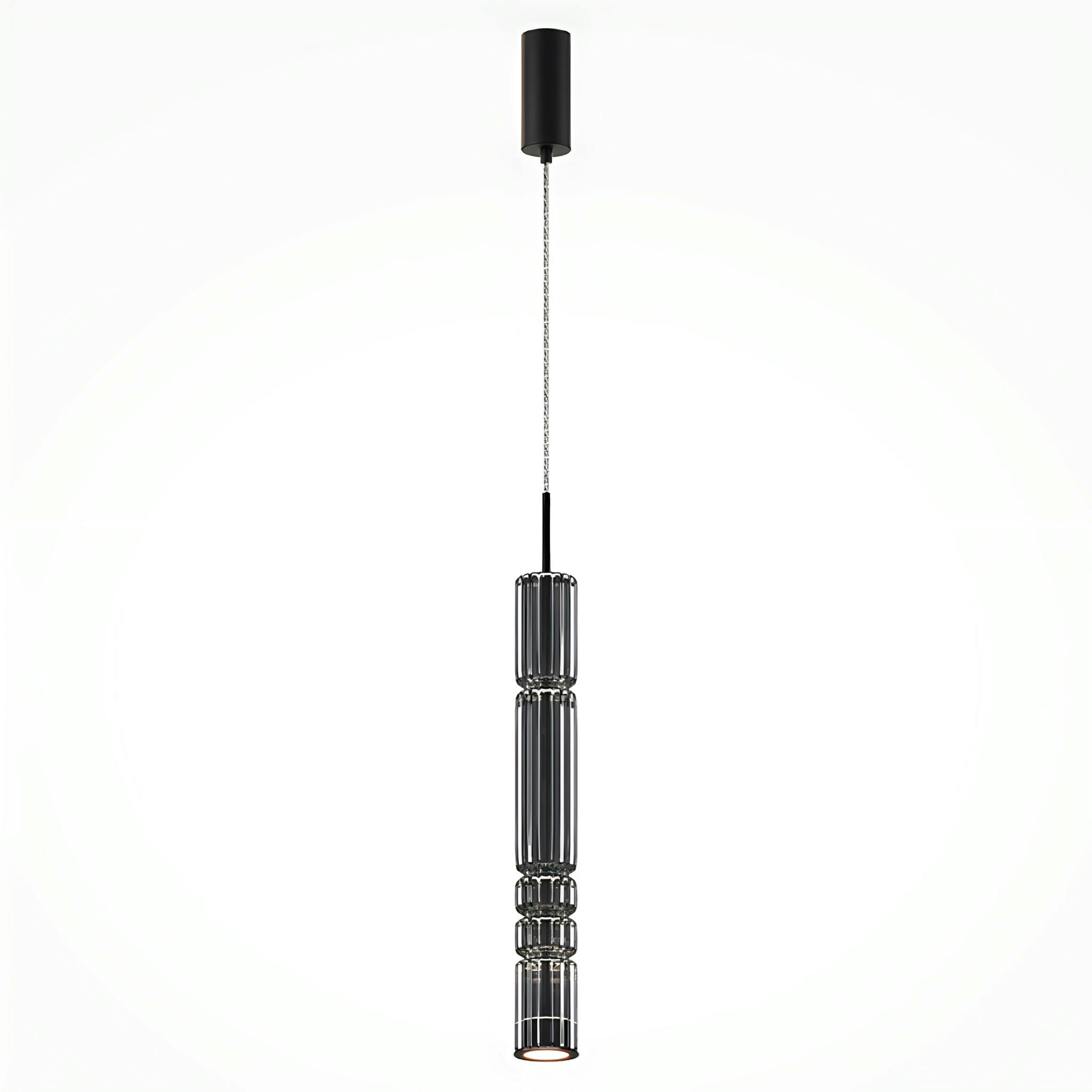 Suspension design LED – abat‑jour verre taillé gris SOLANA