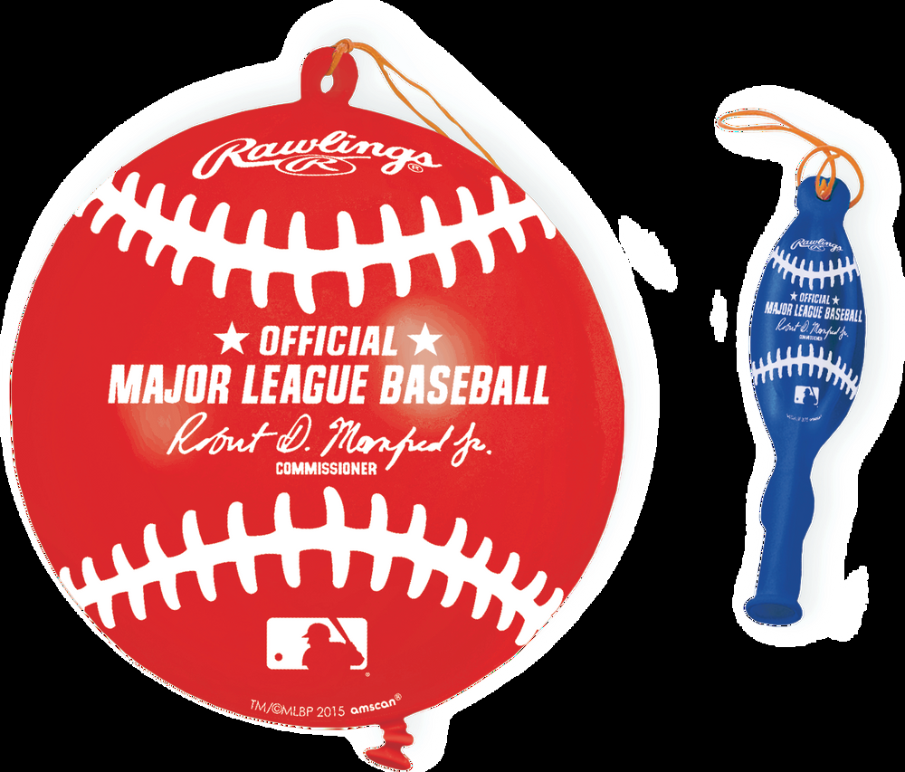 Major League Baseball MLB Rawlings Round Punch Balloons, Red/Blue, 12-in, 16-pk, for Sports Party