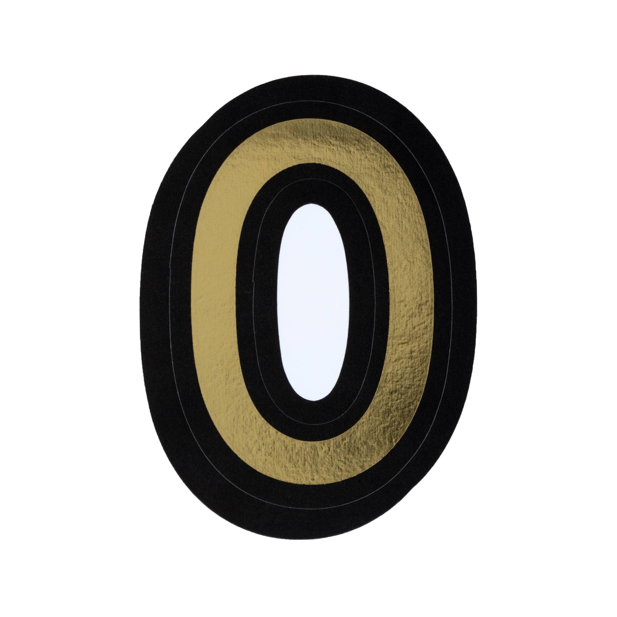 Black and Gold Vinyl Number 0 Sticker 5cm