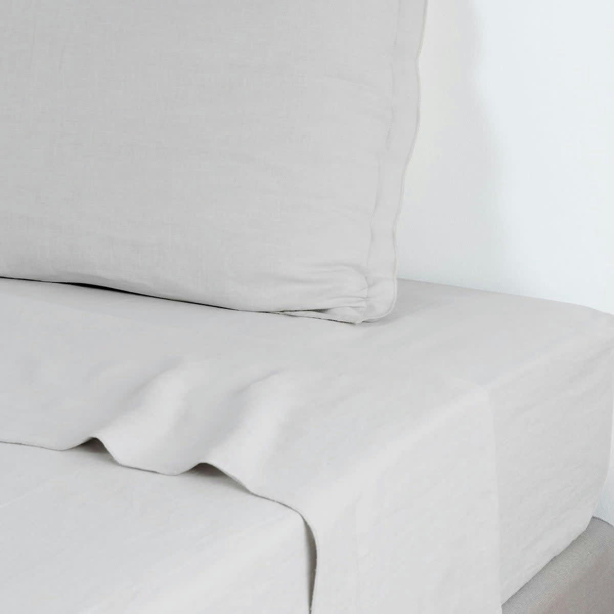 HORTENSE - Drap plat lin lavé  240x300 gris perle