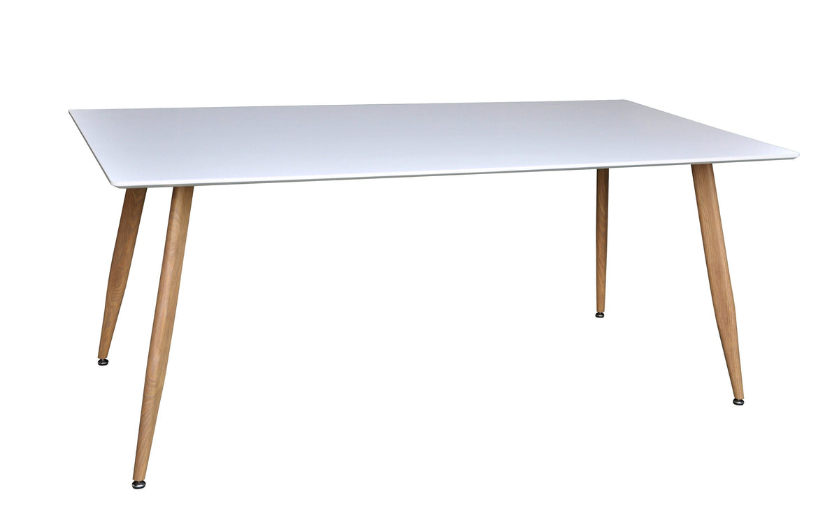 BRAM Eetkamertafel Hakaro - 180x90 cm - Wit met eiken poten