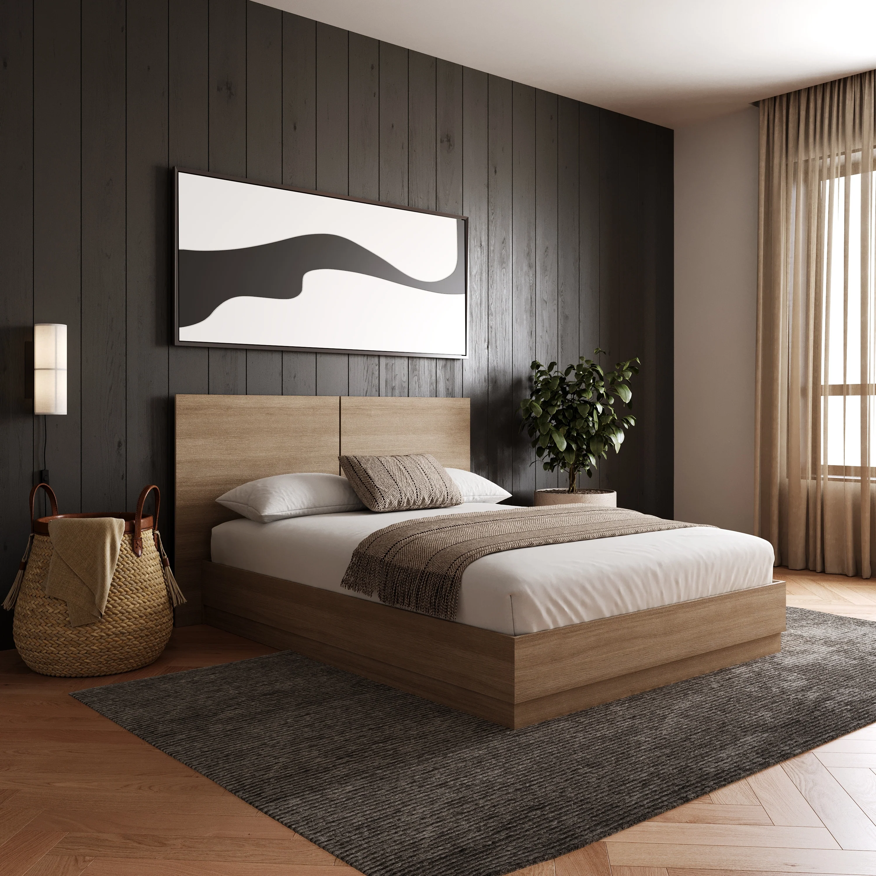 Milano Platform Bed with Headboard