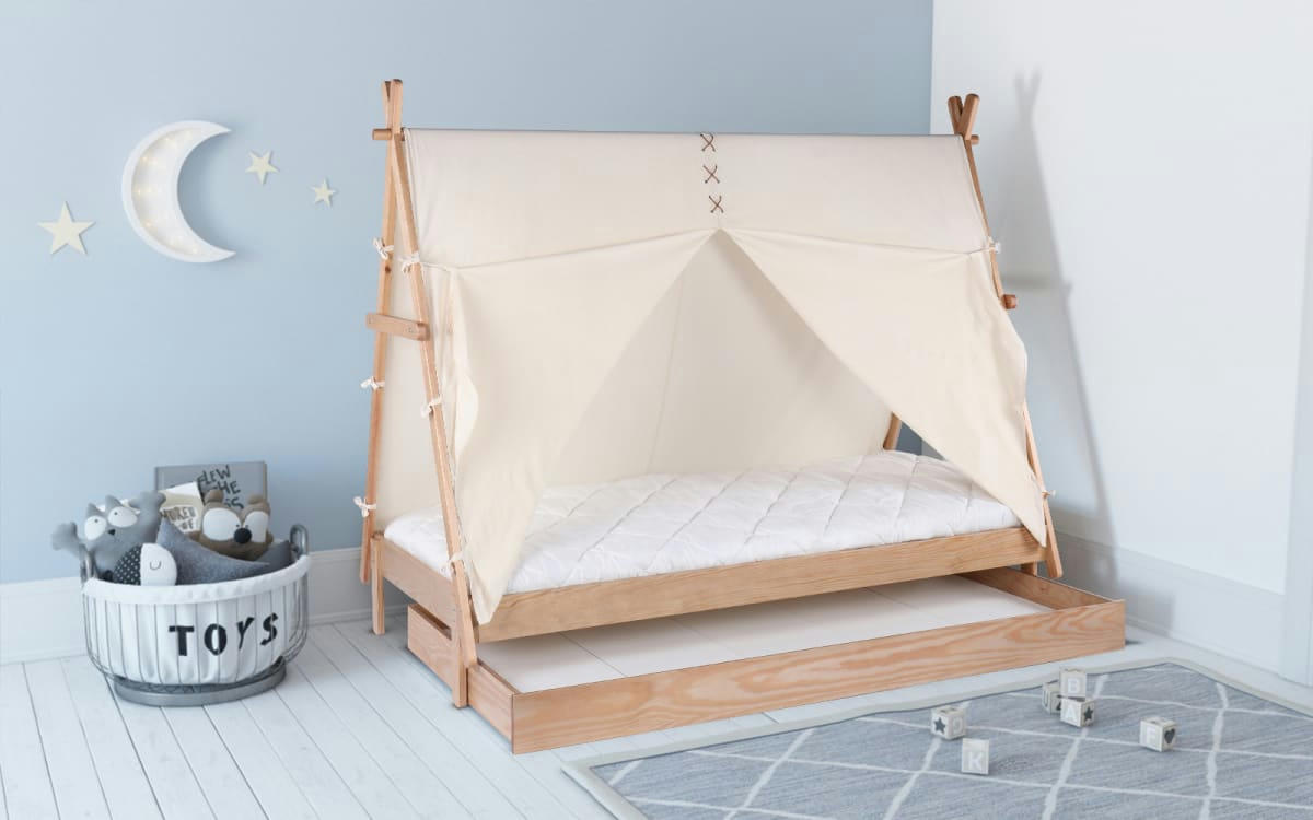 APACHE - Lit enfant   avec tiroir    effet bois   90x200