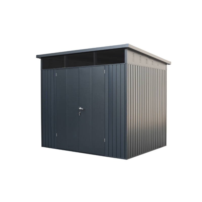 Abri de jardin en acier TechProtect double porte gris anthracite 2,5 x 2 x 2,31 m GREEN OUTSIDE