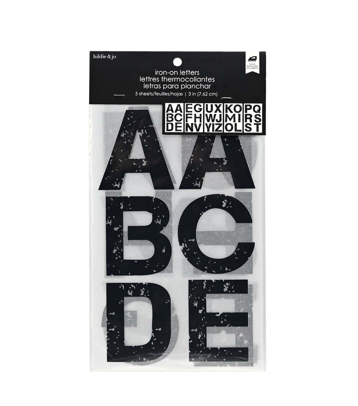 3 Black Sparkles Iron On Letters 5 Sheets by hildie & jo